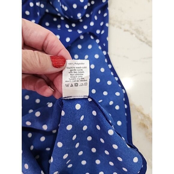 J. Crew Top Sleeveless Blue Polka Dot Ruffled Neck Blouse Business Women's 2 - Picture 7 of 8